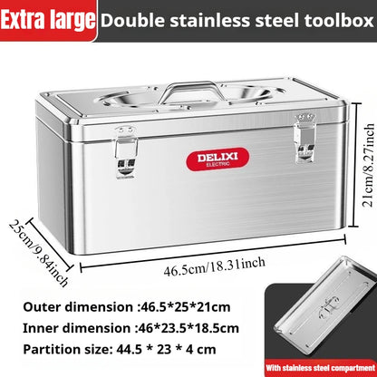 Multifunctional Tool Case Stainless Steel Electronic Toolbox Organization of Tools Suitcase Portable Waterproof Large Hard Case