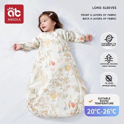 AIBEDILA ﻿Baby Sleeping Bag Childen Summer Silk bamboo Cotton Babe Sleepsack 1-3Years Infant Breathable Growth Blanket Sleepwear