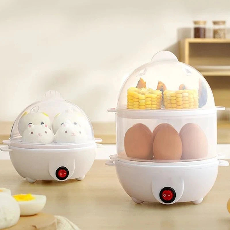 Double Layers Electric Egg Boiler Multifunctional Breakfast Cooking Machine Mini Egg Steamer Poacher Kitchen Accessory