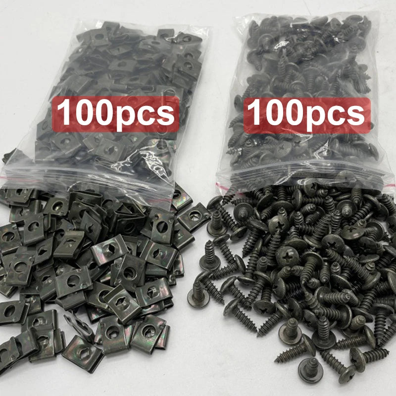 Self Tapping Screws Metal Fastener Clip for Car Motorcycle U-Type Clip with Screw Anti-rust Protection Clip Screw Iron Sheet Kit
