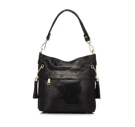 100% Genuine Leather Women's Shoulder Handbags Shiny Embossed Lady Suede Cowhide Real Leather Bags New Cross Body Bucket Bag