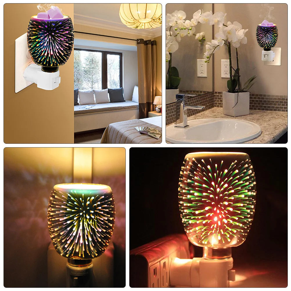 3D Glass Electric Fragrance Heater Scented Wax Warmer Aromatherapy Lamp Plug In Warmer Home Decor Incense Burner
