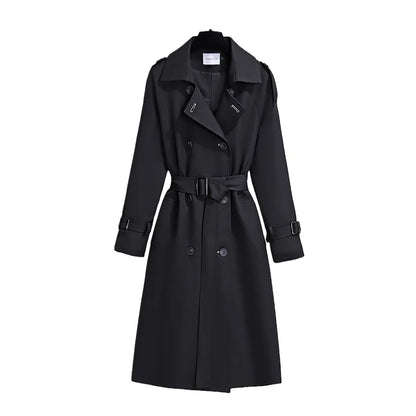 New 2025 Women British Style Windbreaker Streetwear Double Breasted Long Trench Coats Women Elegant Autumn Winter Casual Jackets