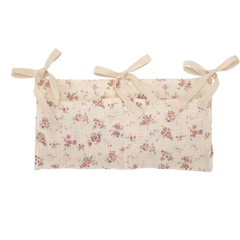 Baby Crib Organizer Cot Caddy Bed Storage Bag 2 Pockets Bedside Hanging Diaper Nursery Organizer for Diapers Toys Clothing