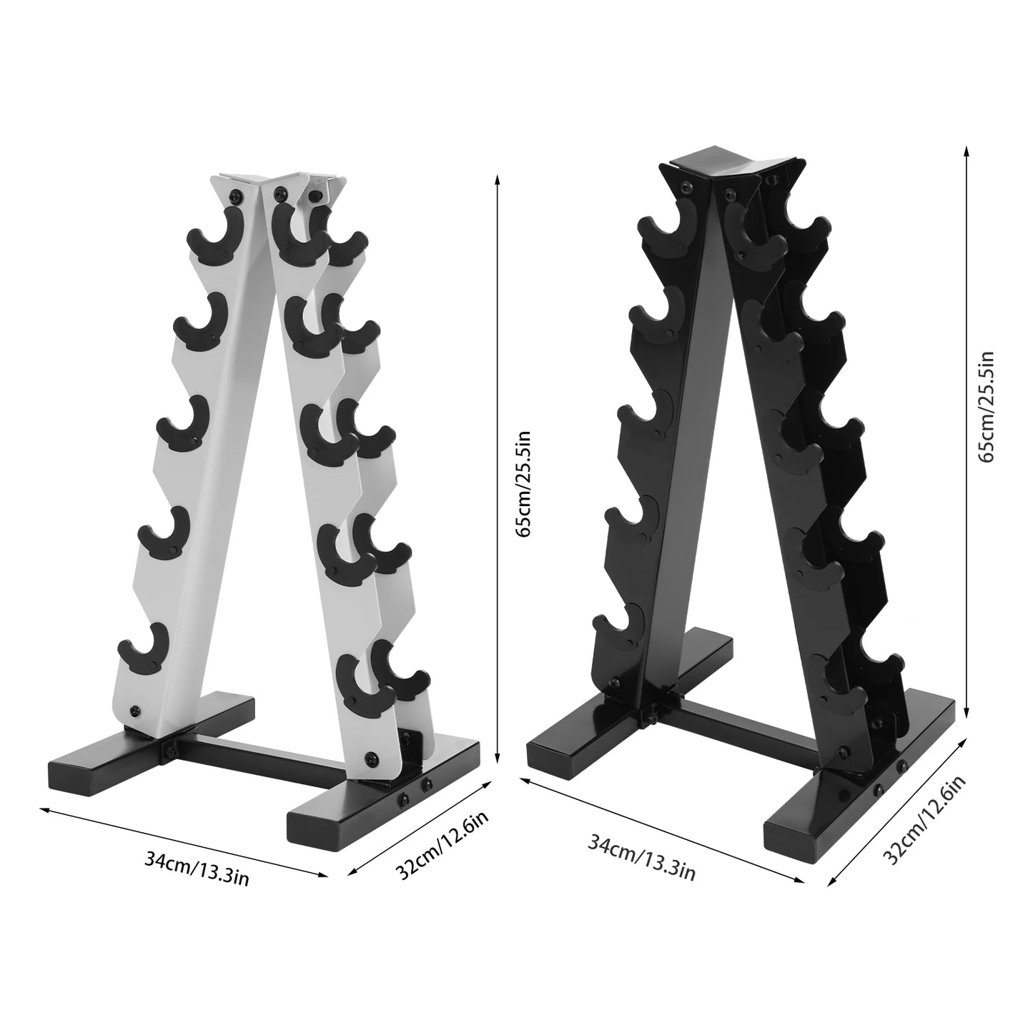 5 Layers A-Frame Stainless Steel Weight Holder for Home Gym Black/White For Storing Dumbbells In Homes, Hotels, Gyms