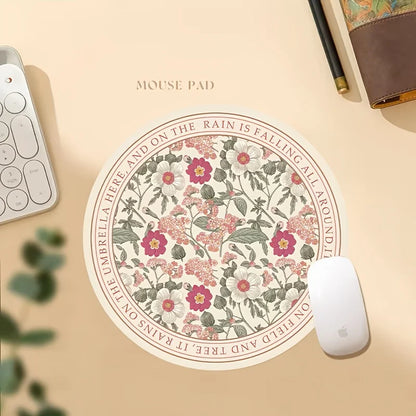 Cute round mouse pad with anti slip rubber base, portable office desktop pads, computer laptop, PC accessories