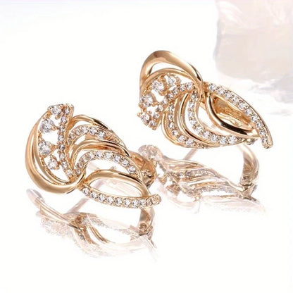 Luxurious Gold Plated Earrings For Women Inlay Synthetic Zircon Bridal Wedding Jewelry Imitation Crystal Irregular Earrings