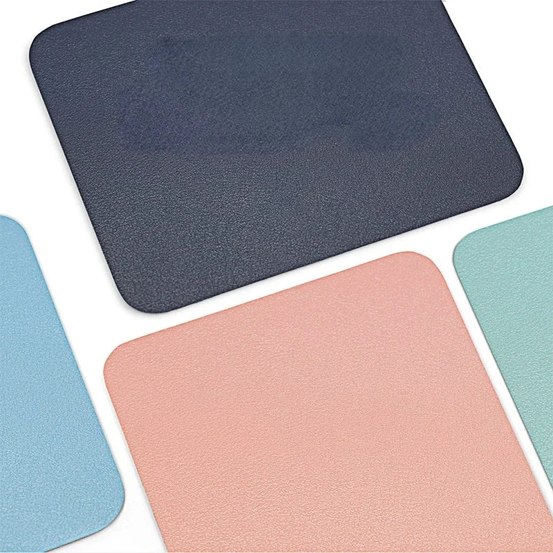 26X21cm Mouse Pad Universal Anti-slip Gaming Mouse Mat PU Leather Waterproof Cup Mats Coaster Laptop Desktop Mousepad