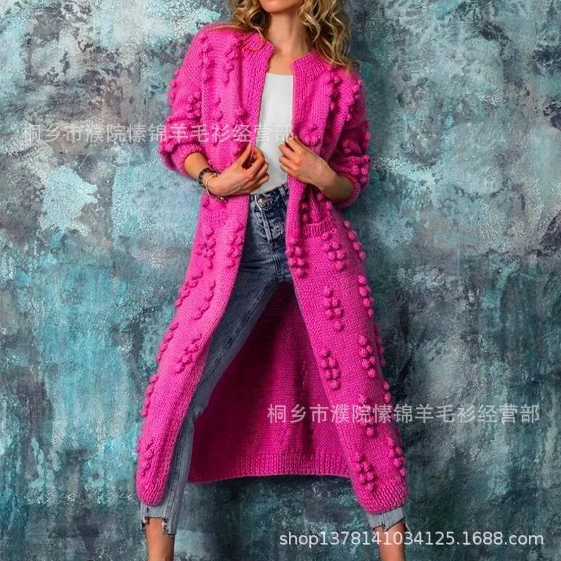 Sweater Woman Spring Autumn 2025 Solid Color Long Knitting Cardigan Sweater Coats Women Clothing Casual Tops Fashion Sweaters