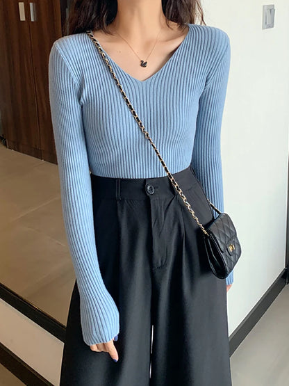2026 Basic B-neck Solid Autumn Winter Pullover Women Female Knitted Ribbed Sweater Slim Long Sleeve Badycon High Quality Sweater