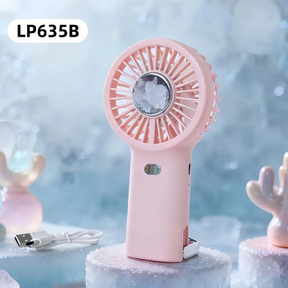 Portable Handheld Fan USB Rechargeable Mini Cooling Fan Digital Display LED Light Personal Fan for Travel Camping Outdoor