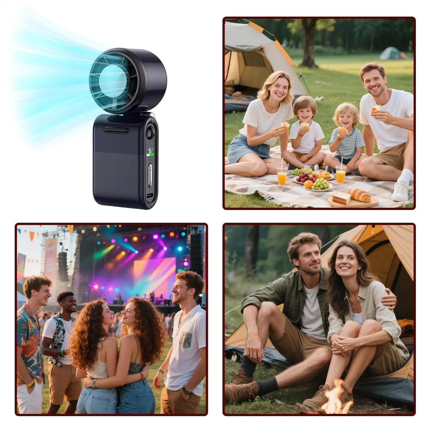 Portable Handheld Fan 5-Speed Personal Foldable Digital Display Hot Weather Electric Mini Fan For Outdoor Travel Camping Fishing