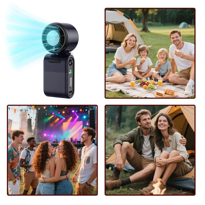 Portable Handheld Fan 5-Speed Personal Foldable Digital Display Hot Weather Electric Mini Fan For Outdoor Travel Camping Fishing