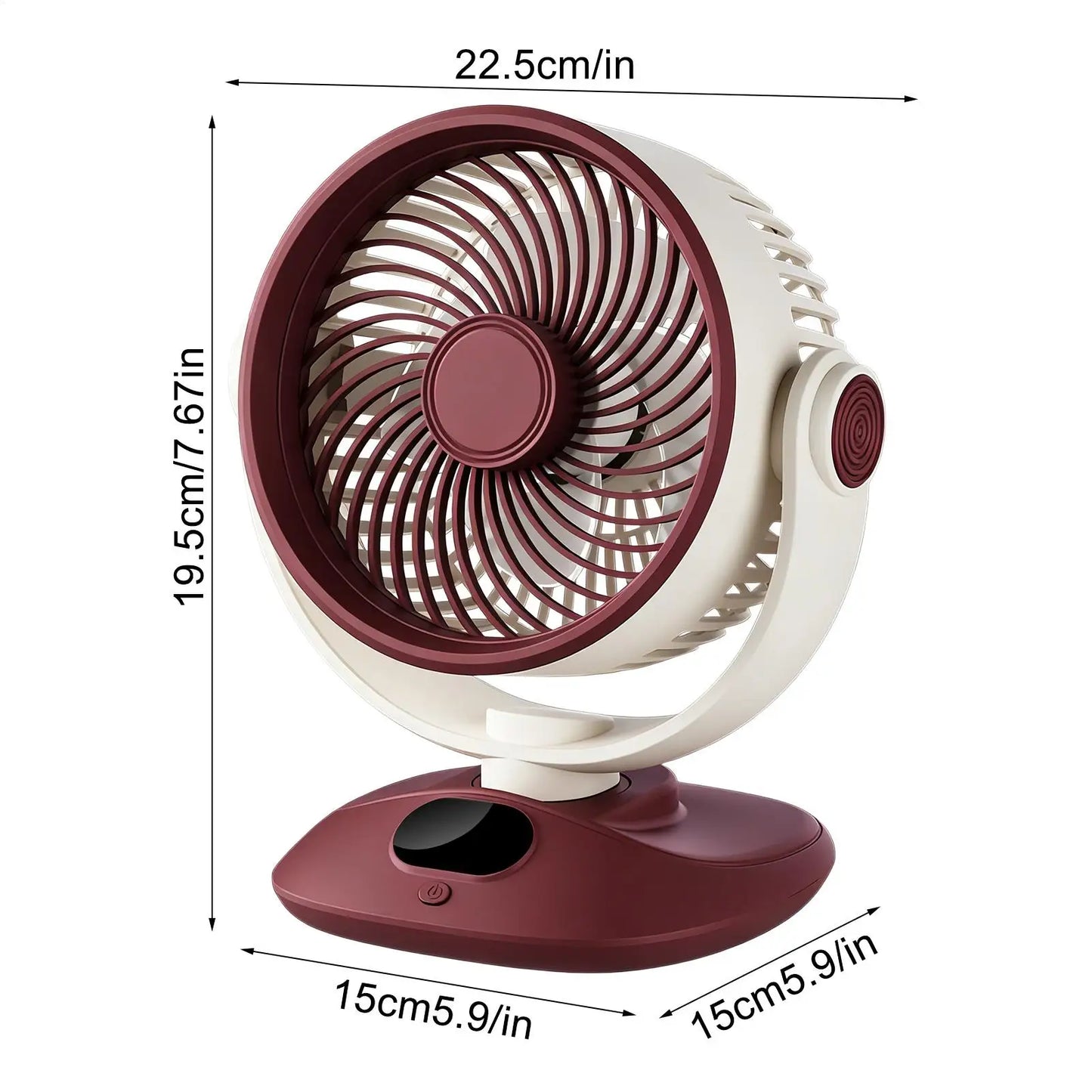 Portable Small Oscillating Fan 3 Speeds Rechargeable Battery Powered for Bedroom Living Room Kitchen Study Travel RV Camping