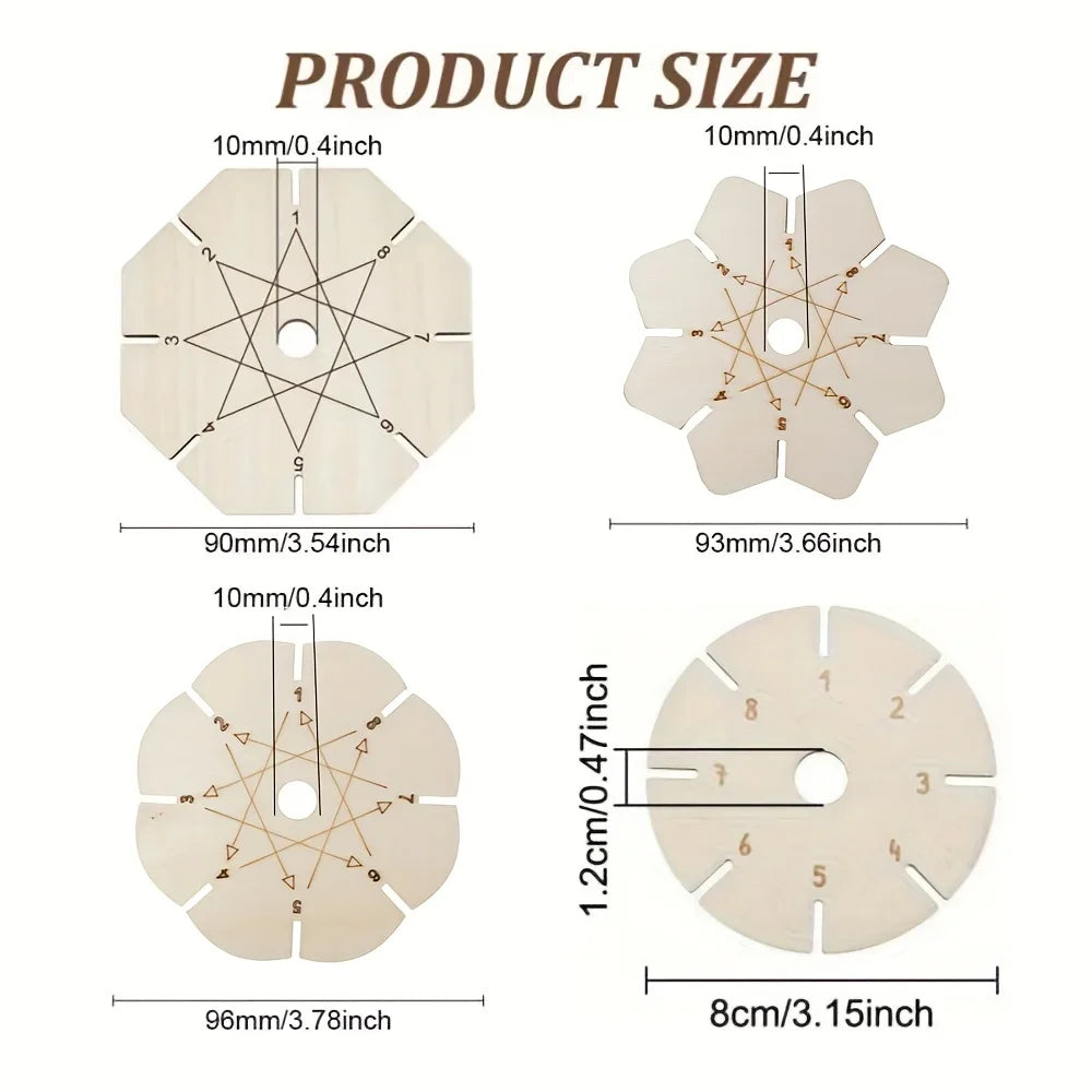 4pcs Bracelet Woven Braiding Disk, Flower Shape Wood Disk Bracelet Braiding Woven Plate Knitting Tools Beading Cord Disc