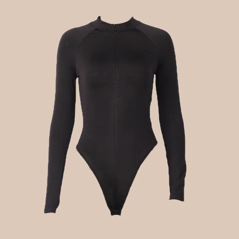 long sleeve zipper high neck bodycon sexy body autumn winter women fashion bodysuit women Fashion Streetwear Outfits Overalls