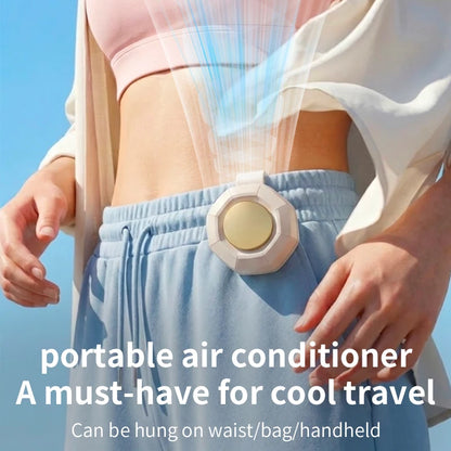 Portable Fan Mini Handheld Rechargeable Bladeless Electric Fan Clip Waist Fan Suitable for Outdoor Ventilation Desktop Small Fan