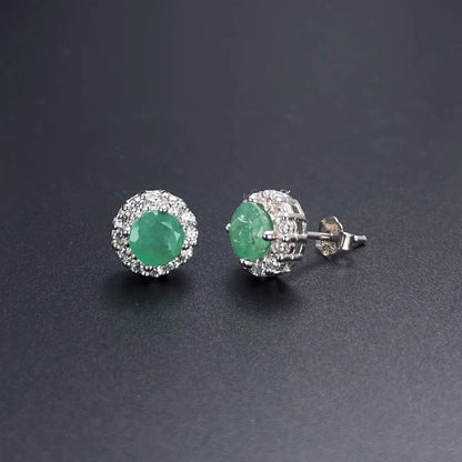 Elegant Natural Emerald Jewelry Sets Sterling 925 Silver Gemstone 5mm Fine Jewelry for Women Party Wedding Fine Jewelry Gift