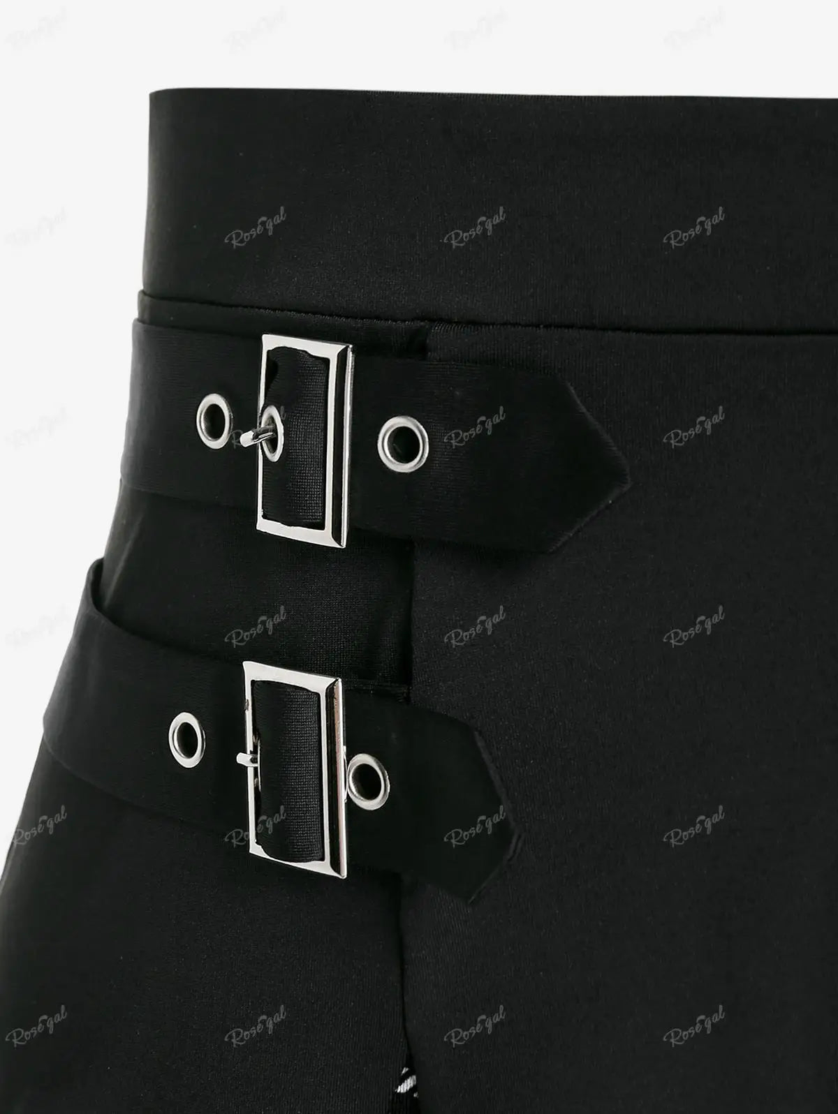 ROSEGAL Plus Size Plaid Mini Skirt Colorblock Buckles Women High Waisted Bottoms Skirt Female Spring Summer Basic Skirt Clothing