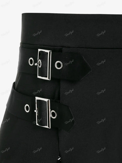 ROSEGAL Plus Size Plaid Mini Skirt Colorblock Buckles Women High Waisted Bottoms Skirt Female Spring Summer Basic Skirt Clothing