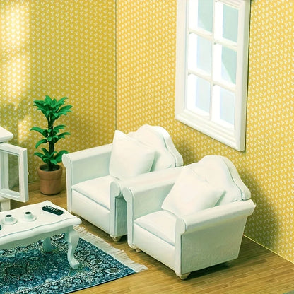 Miniature house, mini furniture, bedroom scene, furniture, sofa, single/double sofa, creative DIY, versatile, Christmas holiday