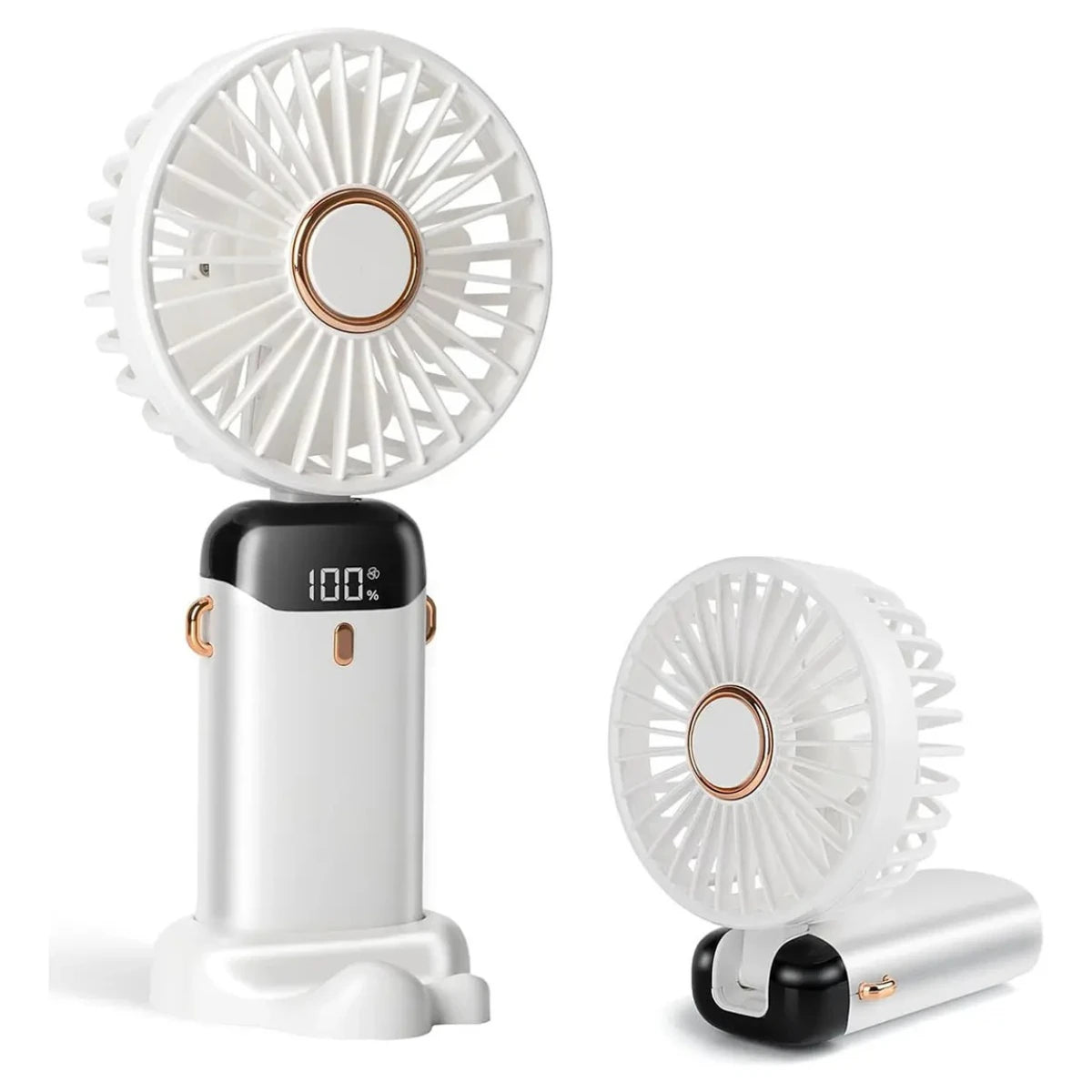 Portable Handheld Mini Fan with Stand, 90° Foldable, 5 Speed Wind,Hand Held/Neck/Desk 3 in 1 Personal Fan,3-6 Hours Battery Life