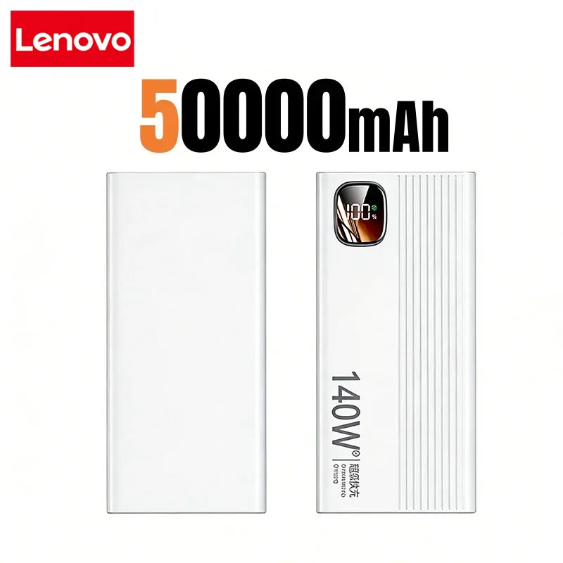 Lenovo 500000mAh 140W PowerBank Super Fast Charge Portable Powerbank External Battery Charger LED Display For iPhone