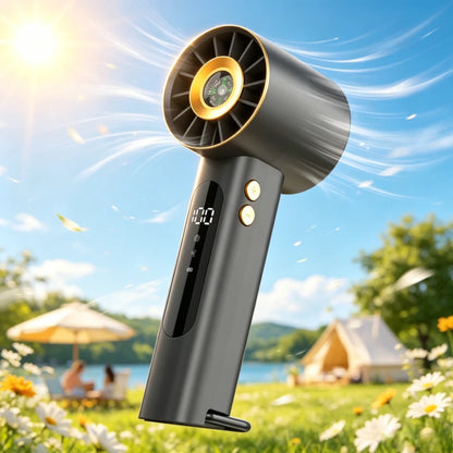 Portable Mini Hand Fan Built-in Compass 100 Gears LED USB Charging Long Lasting Fan for Outdoor Travel
