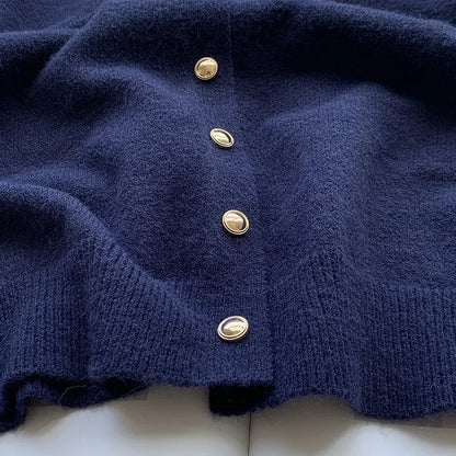 Knitted Cardigan Women 2026 New Korean Raccoon Cashmere Loose Solid Color Round Neck Sweater Coat Jacket Spring Autumn