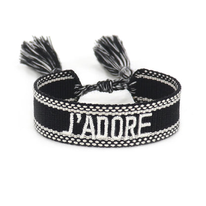 Rhinestone Embroidery Woven Bracelets Adjustable Rope Stackable Bangle For Women