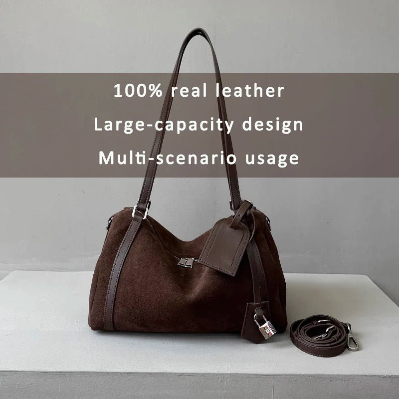 2025 Blogger Hot Boston Pillow Bags Women Genuine Leather Shoulder Tote Bag Large Capacity Soft Pillow Design Commute Daily Bags