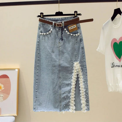 Woman Denim Skirt Korean Style Jeans Skirts For Women Zipper High Waist A Line Modest Fashion Stylish Offer Promotion Hot New In