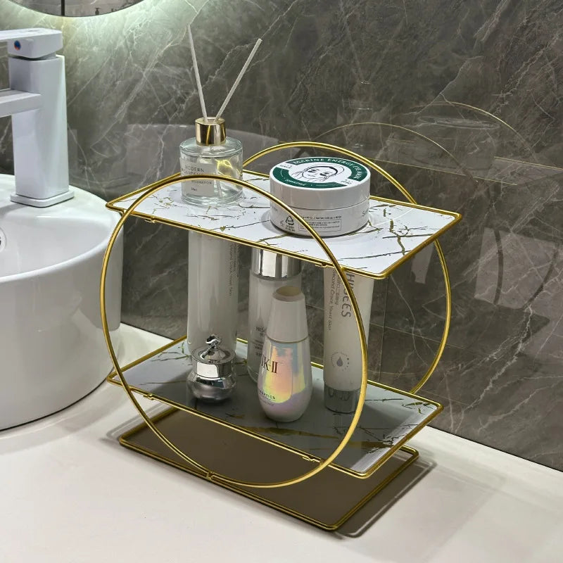 Bathroom Storage Iron Rack Desktop 2layer Holders Rack Daily Necessities Dressing Table Organizing Shelf Home Decor Accessories