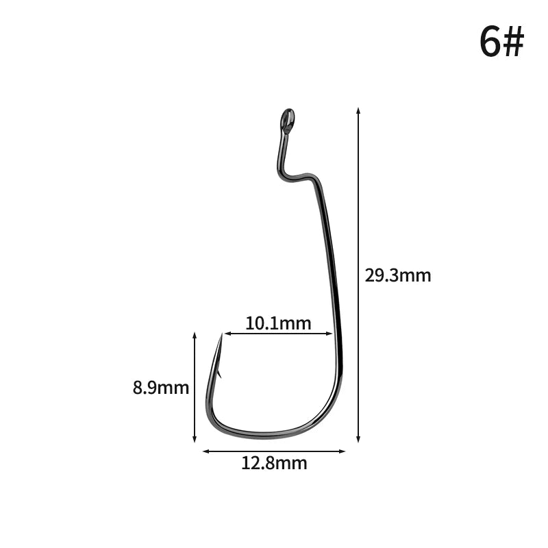 50pcs Crank Fishing Hook High Carbon Steel Soft Bait Hooks 2~10# Drop Shot Worm FishHook Freshwater Fishing Jig Hook