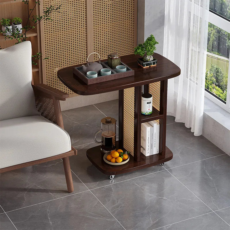 Portable Rolling Coffee Table Side Table Living Room Compact Sofa End Table Adjustable Height Luxury Furniture Living Room