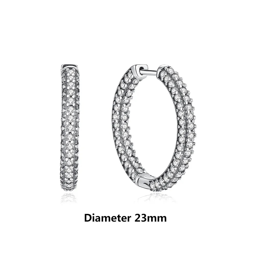 New 2026 Original 925 Sterling Silver Earrings For Women Piercing Hoop Love Heart Earings Rose Gold Wedding Gift Luxury Jewelry