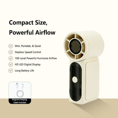 Lenovo Portable Mini Handheld Fan with LED Display Semiconductor Refrigeration High Wind Power Rechargeable Battery Outdoor Fan