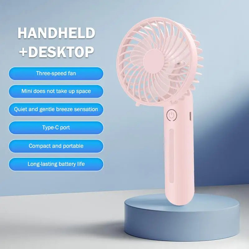 Portable Fan Creative Small Fan Pocket Hand-held Fan Lightweight Adjustable Cute Handheld Outdoor Fan Air Cooler Students Gift