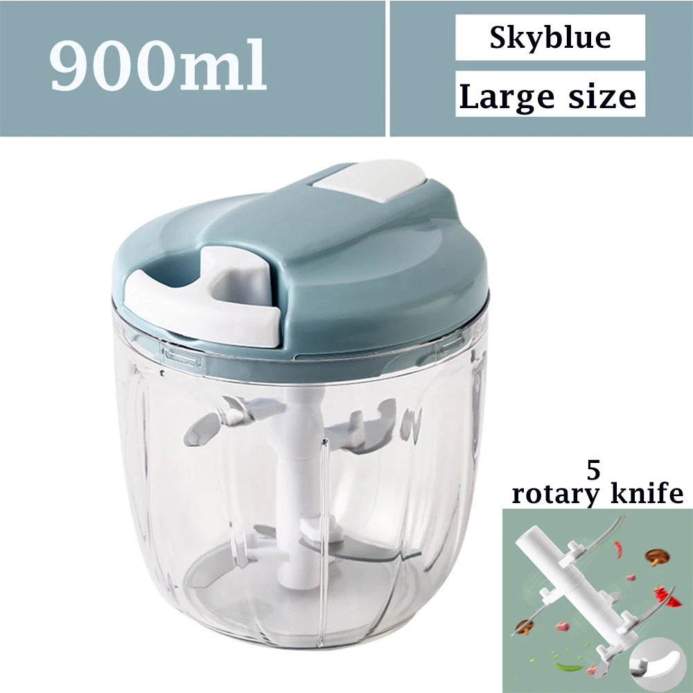 520ml/900ml Manual Food Processor Vegetable Chopper Hand Pull Mincer Blender Mixer For Garlic Fruits Nuts Onions Peppers Chopper
