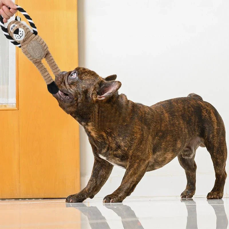 Dog Plush Toy Pet Squeaky Animals Stuffed Toy Bite-Resistant Teeth Cleaning Chew Toy Interactive Companion Toys Pet Supplies