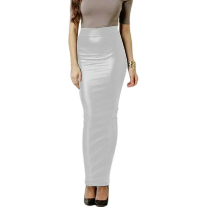 Women Hobble Skirt Solid Color High Waist Slim Fit Skinny Matte Faux Leather Cozy Commuter Wetlook Bodycon Skirt Streetwear New