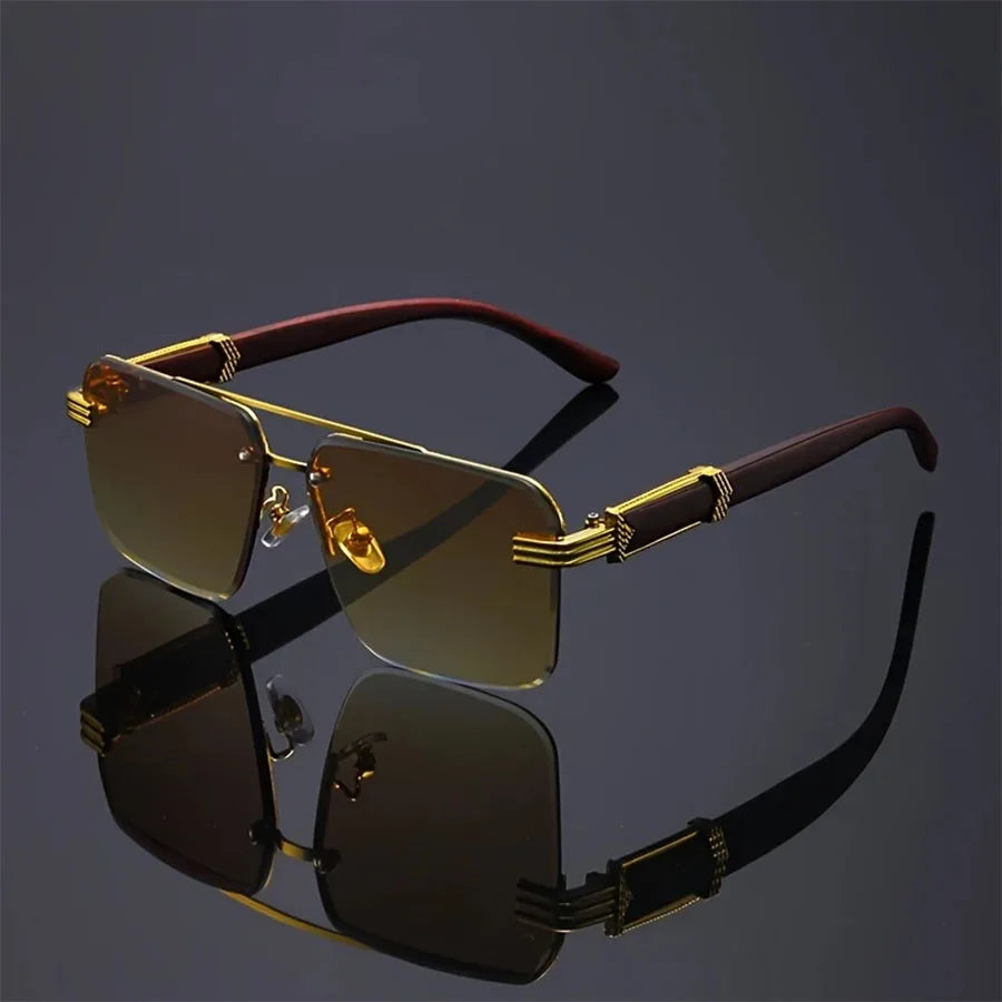 A Pair of Textured Double-Bridge Trendy Fashion Sunglasses, Suitable for Streetwear, Parties, Music Festivals, Gifting and Vacat