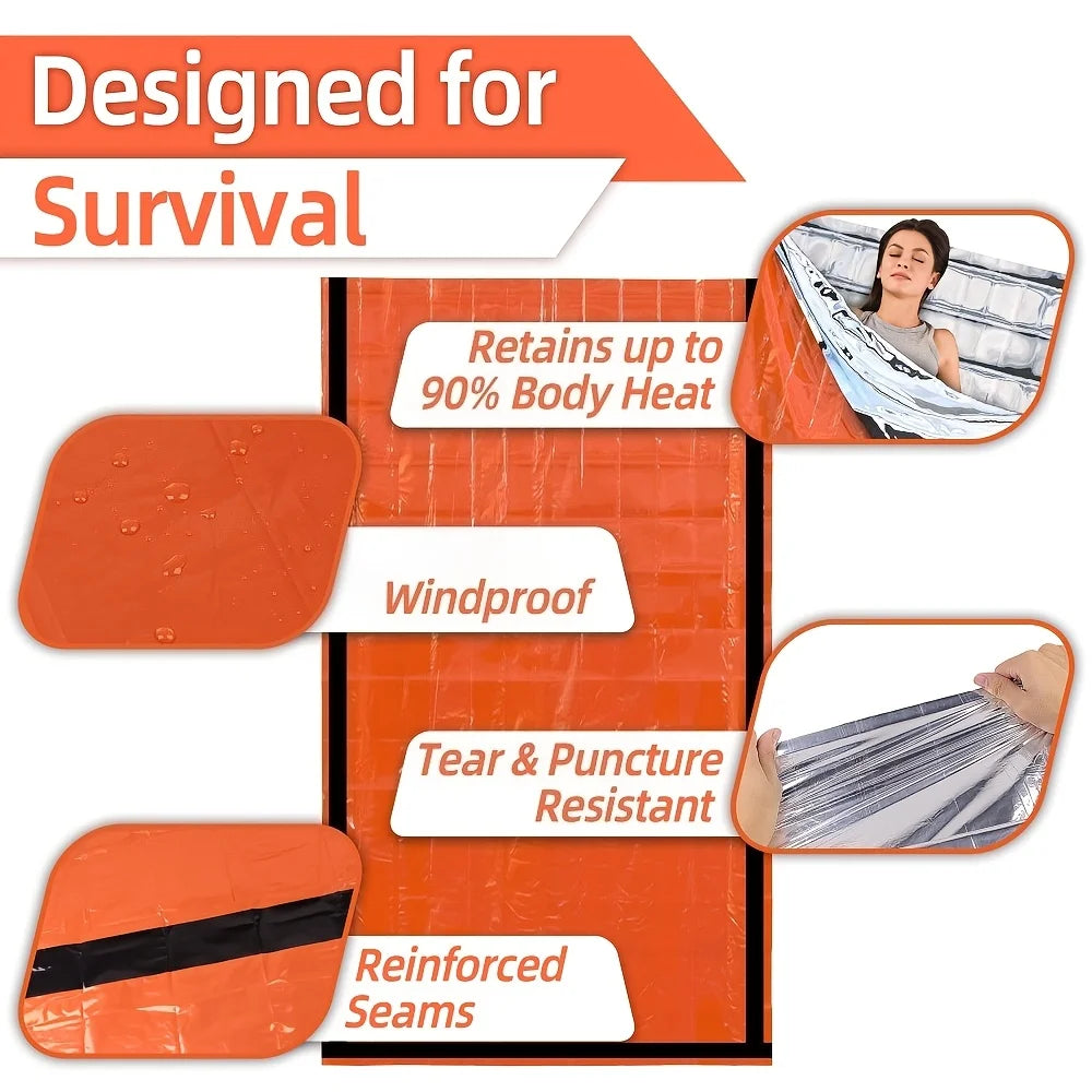 3-in-1 Car Emergency Sleeping Bag Set: Lightweight, compact, with whistle & carry bag. Perfect for survival, camping & hiking.