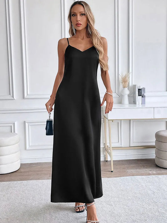 COOL BABES-2 Women's Maxi Dresses New Summer Black Sexy Deep V-neck Sling Backless Dress Female High Quality Slim Dress Clothing