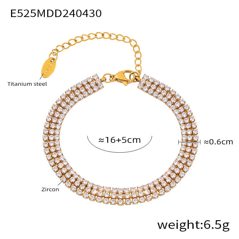 Fashion Colorful Zircon Bracelet Women's Stainless Steel Extension Chain Bracelet Female Summer Waterproof Jewelry