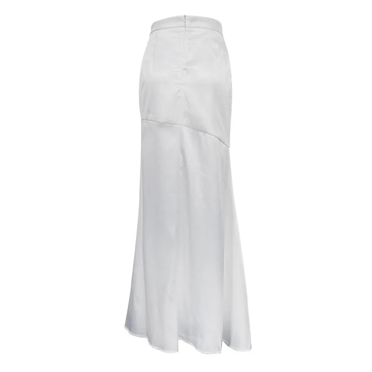 Women's Fashion Split Long Half Skirt 2024 Early Spring New High Waist Drop Feeling Slimming Fish Tail Half Skirt