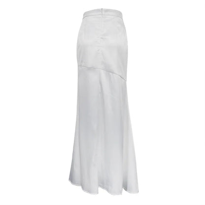 Women's Fashion Split Long Half Skirt 2024 Early Spring New High Waist Drop Feeling Slimming Fish Tail Half Skirt