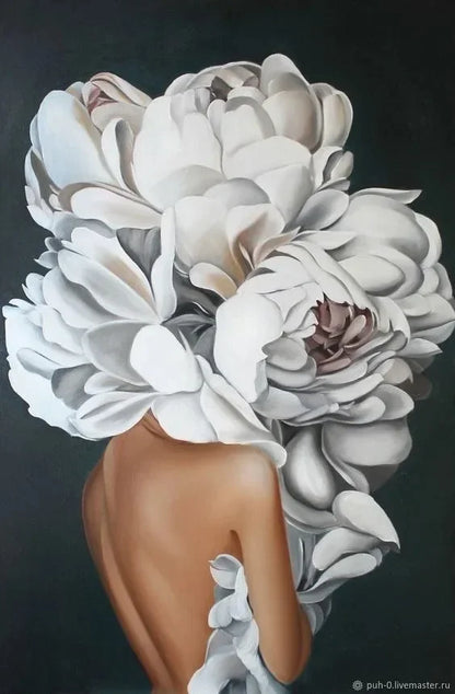 Canvas Painting Wall Art Women and Flowers Abstract Print the Girl with Flowers on Her Head Surrealism Imagine Poster Room Decor