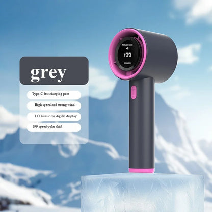 2026 New Portable Handheld Small Fan, 199-Speed Stepless High-Speed Intelligent Digital Display USB Charging Small Fan