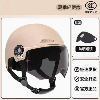 Motorcycle Open Face Helmet with Visor, Safety Scooter Helmet for Electric Bike & Cycling